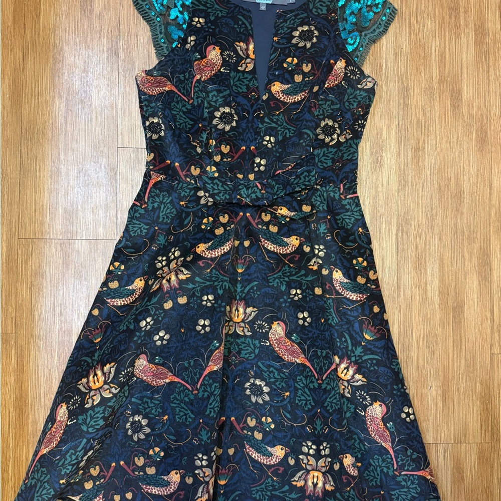 Eva Franco Black and Teal Mini Dress - Picture 6 of 7